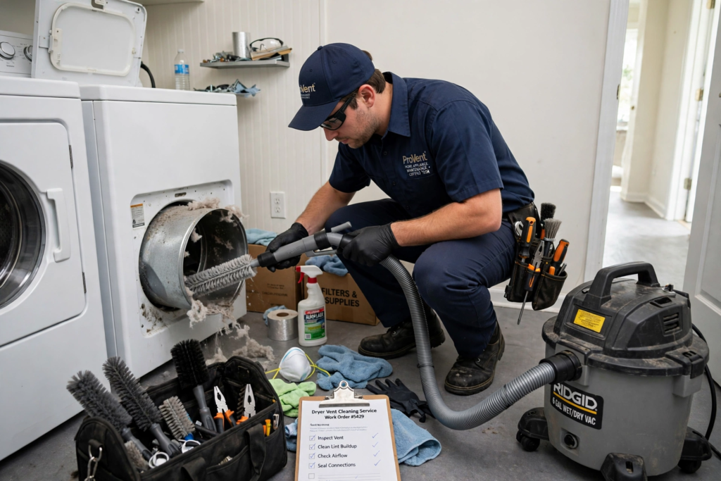 Dryer vent cleaning and maintenance
